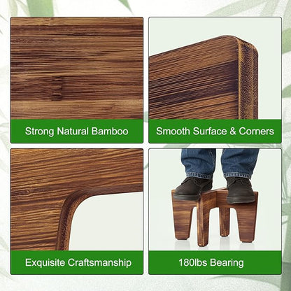 Plant Stands Indoor Outdoor, Plant Risers for Inside Pots Sturdy Short Plants Holder, Flower Pot Stand for Indoor Plants, Small Single Floor Plant Bamboo Display Stand (Brown 12“)