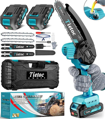 Tietoc Mini Chainsaw 6 Inch Cordless, Portable Electric Chain Saw Small Handheld Battery Powered Super Saws, Stocking Stuffers for Adults Men Christmas Gifts for Men Dad Husband Fathers Women Mom 2025