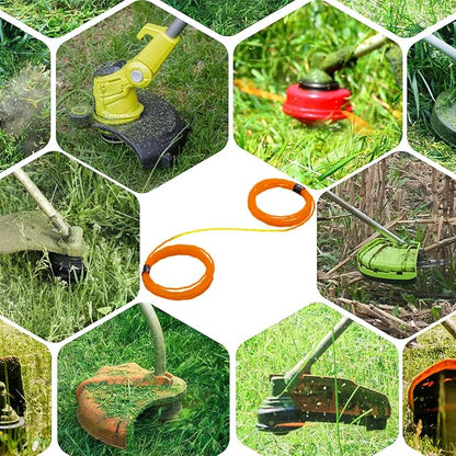 4-Pack 095 Trimmer Line Heavy Duty, Professional Twisted Weed Wacker String for Gas and Electric Grass Trimmer and Brushcutters, Pre-Cut Dual Color 3-section Fast-positioning Twisted Trimmer Line 14FT