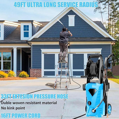 5000PSI Eectric Pressure Washer 2025 2.8GPM High Power Washer with 4 Pressure Nozzle and Soap Bottle for Home, Car Washing, Fence Cleaning, Patio (Navy Blue)