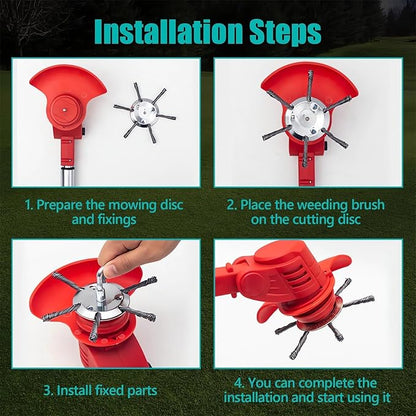 6 Inch Steel Wire Rotary Heavy Duty Weed Brush Cutter Wheel Grass String Trimmer Blades Head Universal Metal Wire Weed Eater Trimming Head Replacement Weed Wacker Weedeater Attachments (6 heads - 6in)