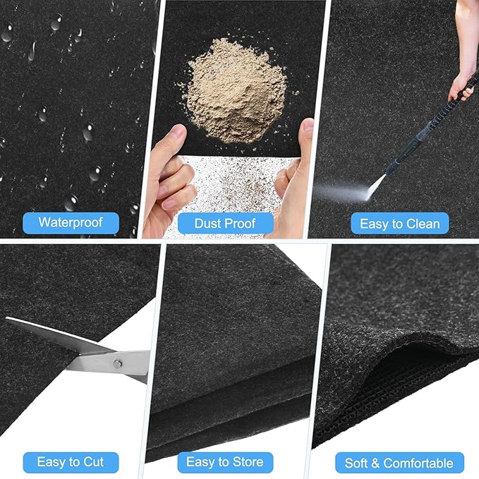 3 mm Thickened Outdoor Storage Shed Mat, 3x5 ft Waterproof Shed Flooring Mat for Patio Furniture Floor Protecting from Wear/Liquid/Dust/Oil, Non-Slip Felt Rubber Rug Pad [Grey]