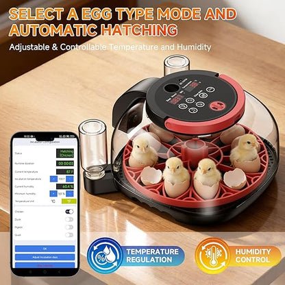 12 Egg Incubator WiFi with Camera, Humidity and Temperature Control, APP Notification, Egg Candler, Automatic Egg Turner, Smart Incubators for Hatching Eggs, Chicken, Duck, Pigeon and Quail