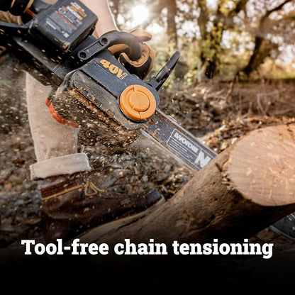 Worx Nitro 40V 16" Cordless Brushless Chainsaw 4.0 Ah Battery and Charger Included WG385