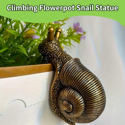 2025 New Vintage Resin Snail Embracing Flowerpot Statue Climbing Statue And Flowerpot Miniature Fairy Tale Garden Terrace Decoration Resin Art Courtyard Lawn Outdoor Fence Hanging Animal Decoration