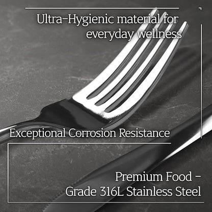 Korean 316 Stainless Steel Cutlery Set for 1 | Spoon Chopsticks Fork Knife Set, Made in Korea, Balanced Grip Reusable Dishwasher Safe, Hojakdo Animal Engraved Design