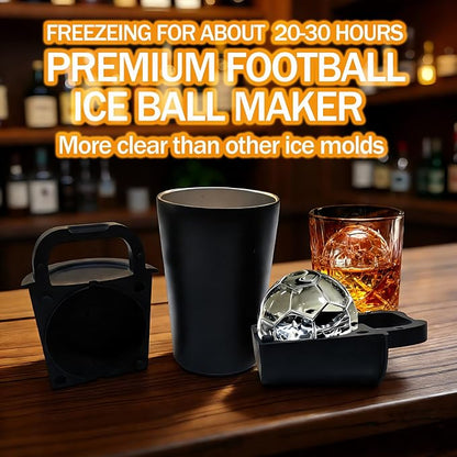 Clear Soccer Ice Ball Maker - Premium Silicone Mold Tray Makes 2.5" Clear Ice Spheres for Whiskey & Cocktails,for Home Bar, Sports Fans & Entertaining