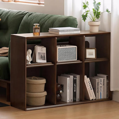 YESWOOD Modular Bookcase Storage Cubes, 100% Solid Rubberwood TV Stand Free Combination, Small Walnut Color Buffet Cabinet for Living Room Bedroom Study
