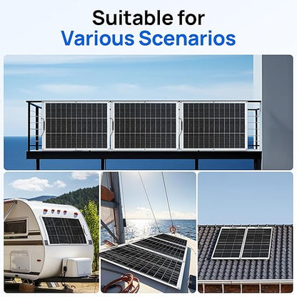 ECO-WORTHY 2pcs 130 Watt (260W) 12BB Flexible Solar Panels,23.5% High-Efficiency Waterproof Monocrystalline Lightweight Solar Panel for RV,Boats,Curved Surfaces,Roofs,Cabin