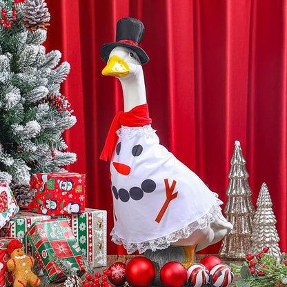 Christmas Snowman Goose Outfit Clothes for 23" High Cement or Plastic Goose Lawn Clothing Porch Garden Costume for Yard Outdoor Patio Statue Xmas Winter Holiday Decor