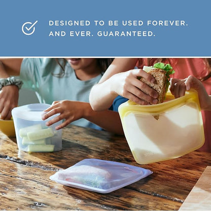 Stasher Reusable Silicone Food Storage Bags, Snack, Sandwich 2-Pack, Clear | Food-Safe Silicone, BPA-Free, Leak-Free, Eco-Friendly, Dishwasher, Lunch Bag, Travel Containers, Meal Prep, Lunch, Travel