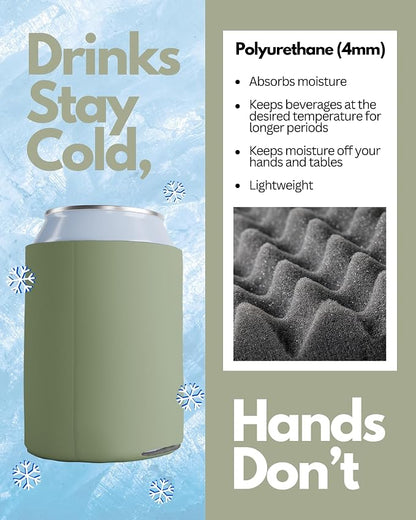 PartyPrints 25 Pack Champagne Blank Can Cooler Sleeves, Customizable Bulk Insulated Foam for Beer, Collapsible Plain Drink Holder, Cold Soda Insulator, 12oz Regular, 16oz Tall Cans