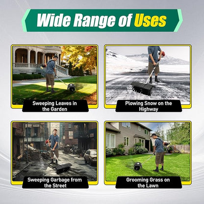 Gas Grass Sweeper, 52CC Grass Handheld Sweeper 2-Stroke Gas Powered Broom Walk Behind Sweeper, Outdoor Cordless Hand Held Broom Turf Brush Cleaning Driveway Tools for Lawn Garden