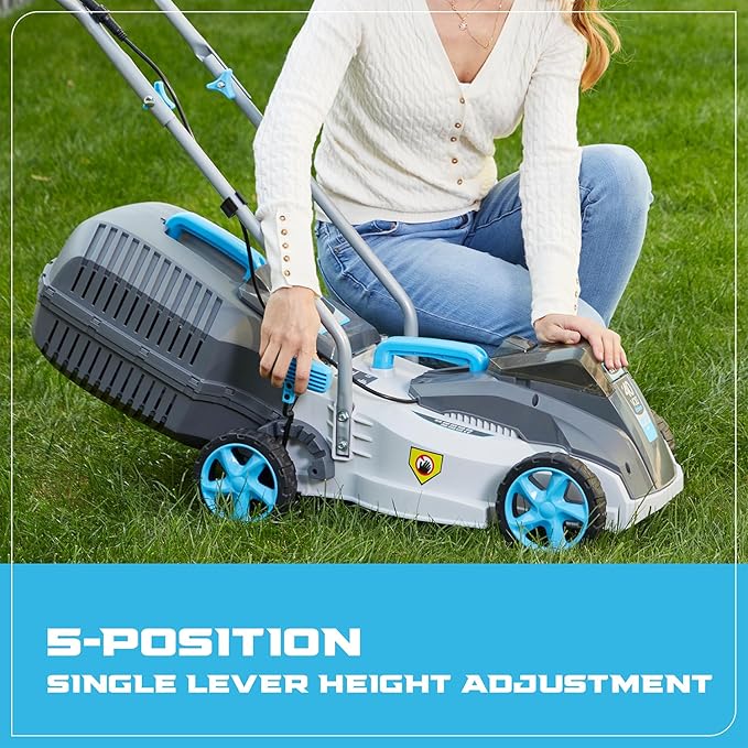 RB 40V 13-Inch Brushless Cordless Lawn Mower with 4.0Ah Lithium Battery & Fast Charger, 2-in-1 Lightweight Mower for Small Yards, Foldable Handle, 5 Cutting Height Adjustments
