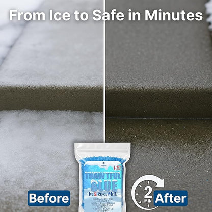 Thawtful Blue Ice & Snow Melt – Snow Melt, Rock Salt, Driveway & Sidewalk Salt for Ice, Blue Granular Rock Salt, Melts to −16°F (−27°C) – Resealable Zip Bag (5 QUARTS - 10.6 lb.)