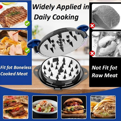 Chicken Shredder Tool Twist Pro - Large Meat Shredder for Chicken Breast, Pulled Pork, Beef with Upgraded Stainless Steel Spikes Wall Mounted Design BPA-Free Kitchen Essentials Gadgets (Blue/Black)