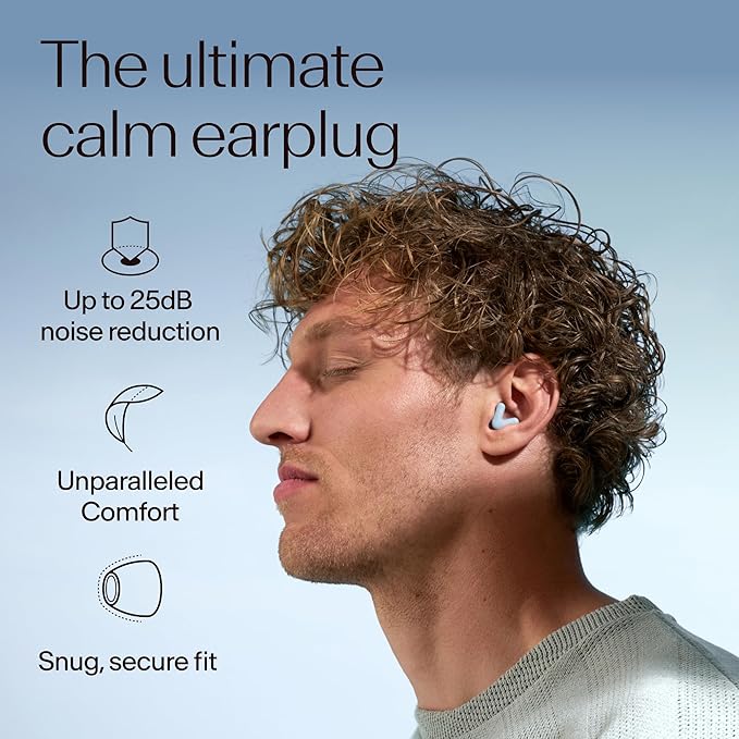 Alpine Silence Earplugs for Sleep, Focus & Travel - V-Shape Snug Fit & Soft Oval Tips – 4 Sizes XS/S/M/L - Comfortable, Reusable Hearing Protection - 22dB – Blue