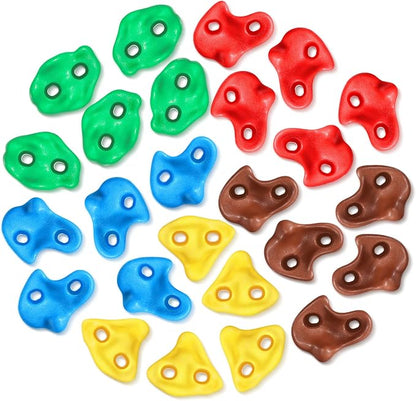 TOPNEW 25PCS Rock Climbing Holds for Kids, Large Climbing Holds for Play Set, Swingset - Adult Rock Wall Holds with Mounting Hardware for Indoor Outdoor Rock Climbing Wall