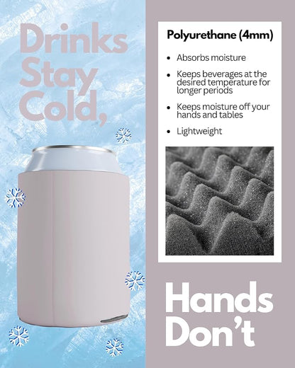 PartyPrints 25 Pack Blush Blank Can Cooler Sleeves, Customizable Bulk Insulated Foam for Beer, Collapsible Plain Drink Holder, Cold Soda Insulator, 12oz Regular, 16oz Tall Cans