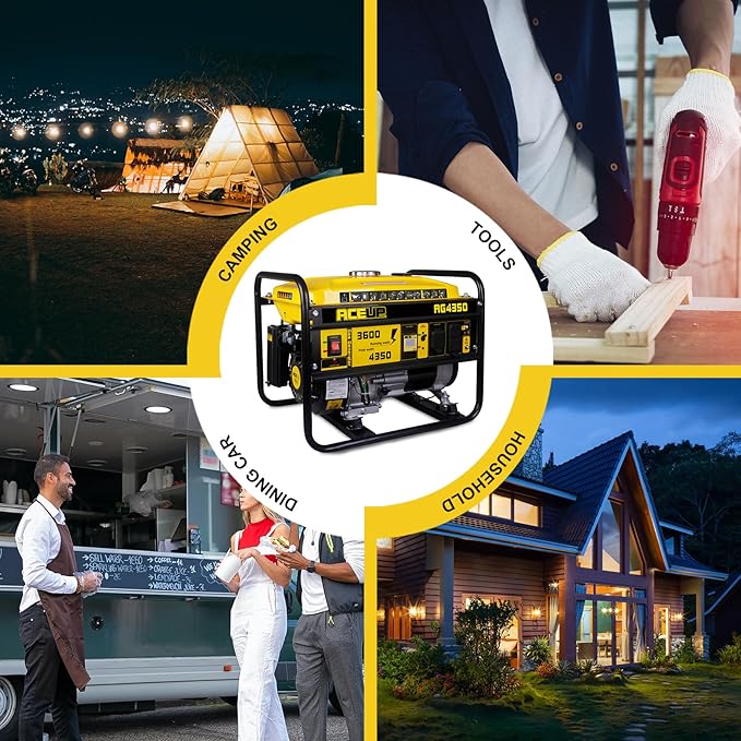 Aceup Energy 4350 Watt Gas Generator for home use, Portable Gas Powered generator 30A Outlet, EPA & CARB Compliant