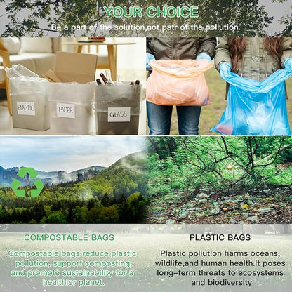 Trash Bags 13+ Gallon Tall-Kitchen - Inwaysin 75 Counts Compostable Garbage Bag Unscented Clear White Bulk Recycled Waste Basket Liners Strong Thick for Bathroom Outdoor Yard Can