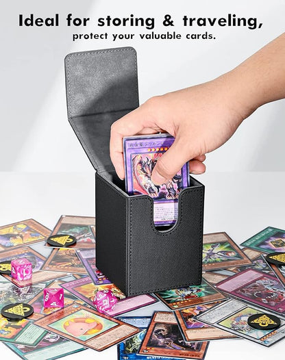 ZLCA Card Deck Box for MTG Yugioh TCG, Card Storage Box with Dividers Holds 100+ Sleeved Cards, Premium Card Deck Case Compatible with CCG Trading Cards (Purple,Puzzle)