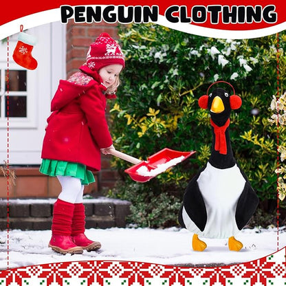 Outus Halloween Penguin Goose Outfits Funny Penguin Porch Goose Outfit 23 Inch Holiday Lawn Plastic Cement Geese Clothes for Halloween Christmas Yard Garden Outdoor Decor