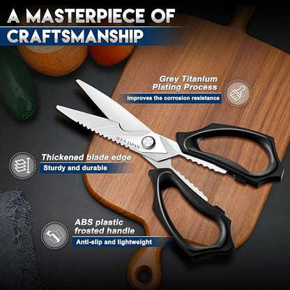 Purple Dragon Kitchen Scissors for Food - Heavy Duty Kitchen Shear Sliver | Stainless Steel Blade, Oversized Handle, Gift Box, Dishwasher Safe, All Purpose, for Meat Cutting