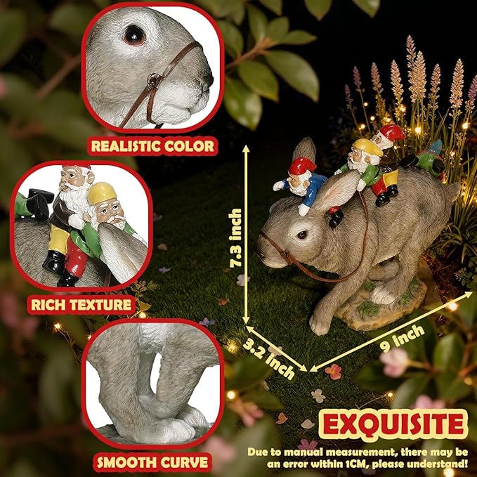Sunthus Garden Gnomes Decorations for Yard Bunny Statue Funny Outdoor Decor Rabbit