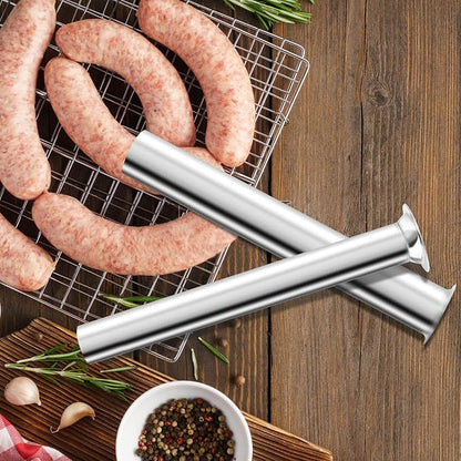 Hoypeyfiy 4Pcs Stainless Steel Sausage Stuffing Tubes, 4 Sizes Meat Stuffer Funnels Replacement for LEM 606 606SS 1606 1606SS, Fits 5 lb Sausage Stuffer with 1 9/16 Inch Base