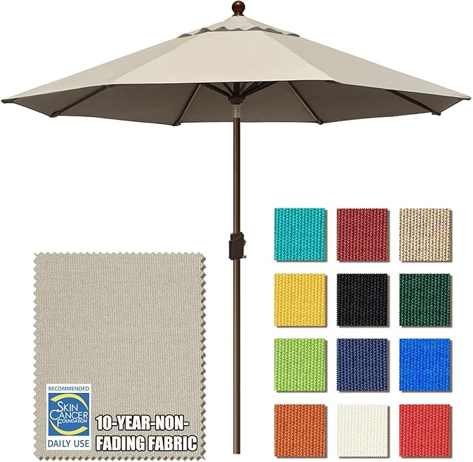 EliteShade USA 10-Year-Non-Fading 10Ft Market Umbrella Patio Umbrella Outdoor Table Umbrella with Ventilation, Antique Beige