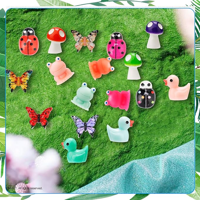 420 Pcs Mini Resin Animals 12 Styles Resin Animals Figurines Bulk for Fairy Garden Miniature Dollhouse Accessories Hide Crafts Decor