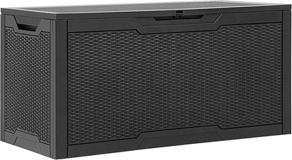YITAHOME 100 Gallon Large Resin Deck Box Outdoor Storage Boxes for Patio Furniture, Outdoor Cushions, Garden Tools and Pool Supplies-Waterproof,Lockable (Black)