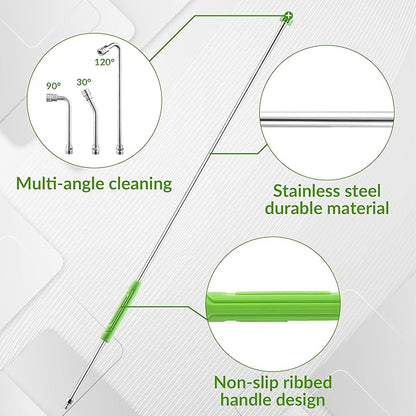 Pressure Washer Extension Wand, 120" Stainless Steel Power Washer Lance With Molded Grip, 30°, 90°, 120° Curved Rod, 5 Spray Nozzle Tips, 1/4" Quick Connect, 4000 PSI