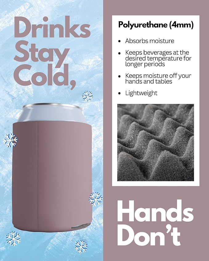 PartyPrints 25 Pack Dusty Rose Blank Can Cooler Sleeves, Customizable Bulk Can Coolers, Extra-Thick Collapsible Drink Insulator Sleeve, Beer Can Coolers for Party Beverages