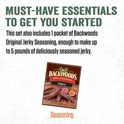 LEM Products Jerky Gun, Heavy-Duty Beef Jerky Maker, Make Meat Sticks and Snack Sticks, Includes Nozzles and Backwoods Seasoning