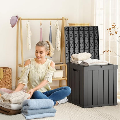 DRATO 50 Gallon Deck Box, Outdoor Storage Box for Patio Cushion, Garden Tools,Waterproof Patio Storage box, Lockable (Black)