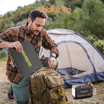 MARBERO Solar Generator 111Wh Portable Power Station with Solar Panel 30W Included Power Bank with AC Outlet 120W Surge for Home Outages Camping Outdoor Adventure Emergency