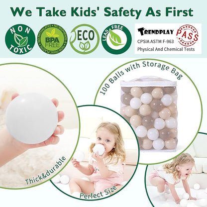 TRENDPLAY Plastic Balls for Ball Pits 2.2 Inch, Pack of 50 100 200 500 Hollow Balls, Perfect for Toddler Baby Pools,Party,Festival Decoration