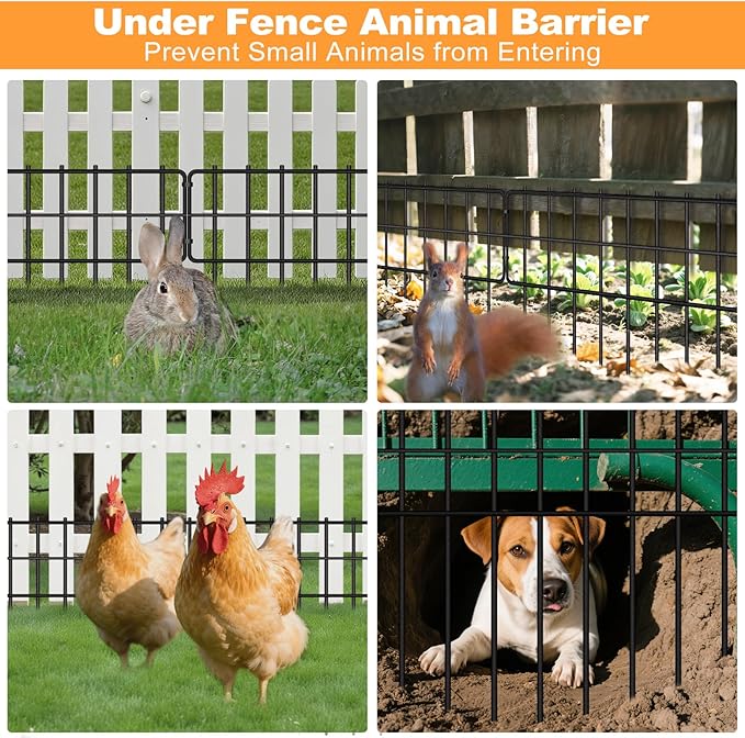 KYATE Garden Fence Animal Barrier, 14 Panels No Dig Fence 20ft(L) x13in(H), Rustproof Metal Defense Border, Dogs Rabbits Blocker Fence for Outdoor Yard & Patio