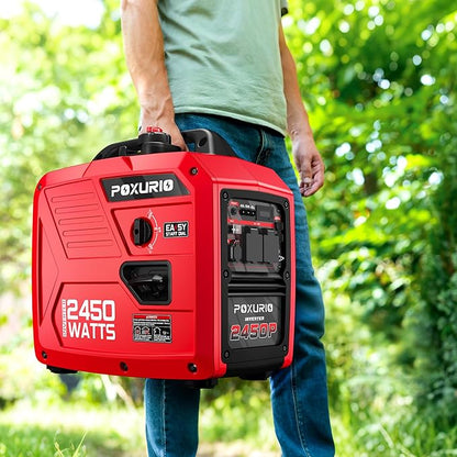 2450 Watt Inverter Generator, 120V Gas Powered Generator Super Quiet, RV Ready/EPA for RV, Camping and Home，Red
