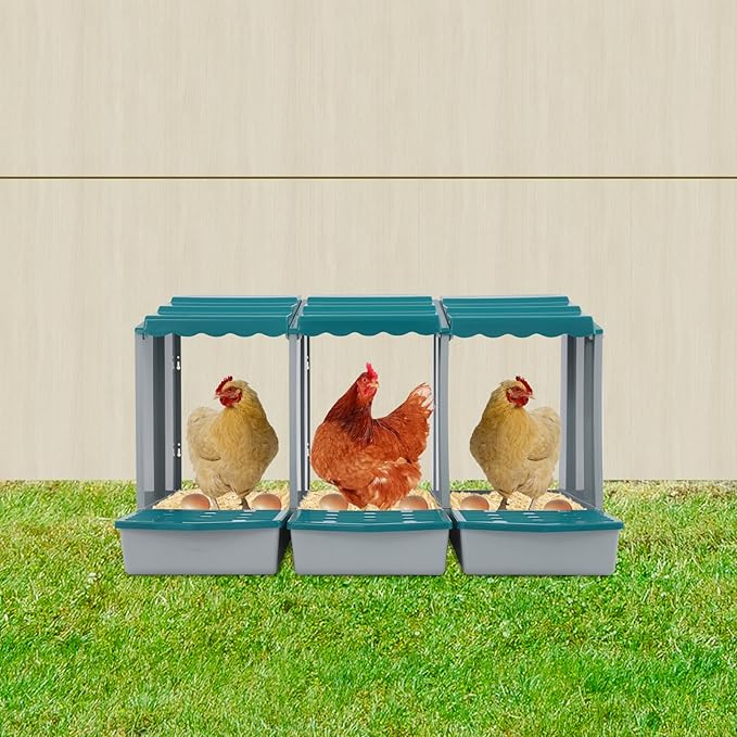 Chicken Nesting Box, 4 Compartments Laying Boxes for Hens, Nest Box for Chicken Duck Poultry Coop, Wall Mount Chickens Roosting Boxes, Protect Collect Egg (Green)