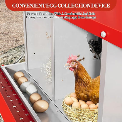 Metal Nesting Boxes for Chickens - 8 Compartments Chicken Roosting Boxes, Chicken Coop Nest Box with Legs, Perch & Lid - Versatile Wall Mount or Free Standing for Backyard Flock, Homestead, Small Farm