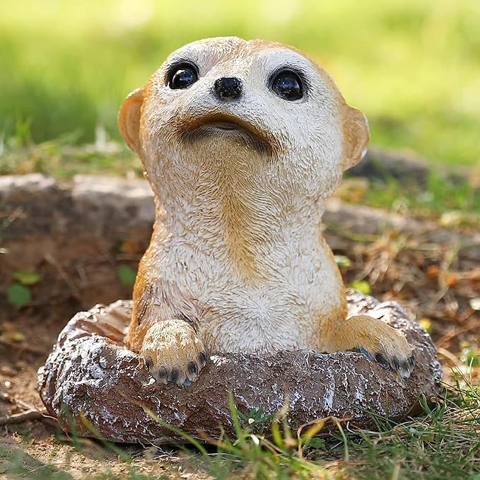 Meerkat Statue Garden Decor Lawn Animal Sculpture Ourdoor Decoration Funny Yard Ornaments Resin Figurine for Garden or Home 5.3inch