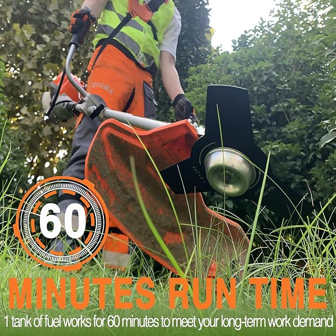 PROYAMA 40cc Gas Powered Brush Cutter, 4-Cycle Weed Eater, 3 in 1 Dual Line Gas String Trimmer and Grass Trimmer, Weed Wacker Extreme Duty…