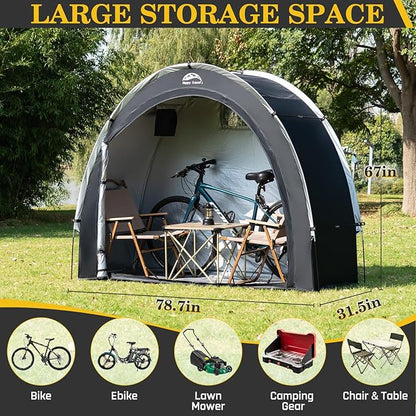 Happy Travel Bike Storage Shed Tent,Outdoor Portable Bicycle Storage Sheds with 210D Oxford Fabric PU4000 Waterproof for 2/3/4/6/8 Bikes,Bike Covers Shelter for Motorcycle,Garden Tools,Toys,Lawn Mower