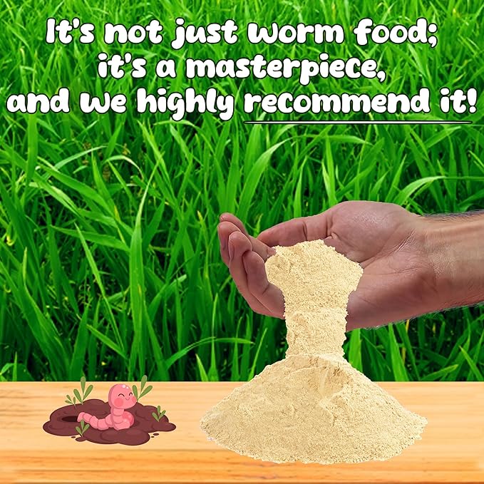 Food for Worms - Mineral-Rich Earthworm Chow, Boosts Composting Efficiency and Promotes Healthy Worms - Nutrient Blend Worm Food for Nightcrawlers & Red Wigglers, 5 Pound