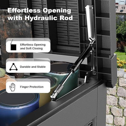 320 Gallon Outdoor Storage Box, Large Outdoor Deck Box,Waterproof & UV Resistant Resin Storage Box Lockable for Patio Cushions, Gardening Tools, Pool Accessories(Black)