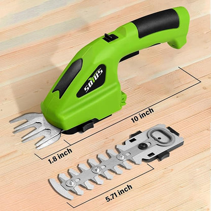 SOYUS Cordless Hedge Trimmer, 2-in-1 Handheld Hedge Trimmer, 7.2V Electric Grass Trimmer with Charger and Battery, Lightweight & Portable Grass Shear for Garden Yard Lawn