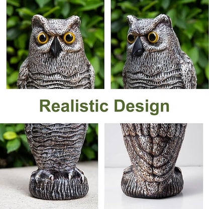 OFFO Bird Scare Devices Plastic Owl Scarecrow for Halloween Decorations Outdoor Garden, Yard, Pool Decoration, 8.3 in Height, Brown